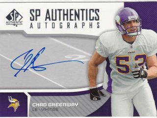 Chad Greenway Minnesota Vikings U Iowa 2006 Sp Authentic Sp Autographs Auto Rc
