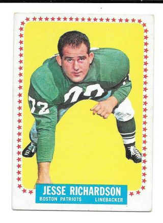 1964 Topps Football Card 18 Jesse Richardson Sp Boston Patriots Pretty