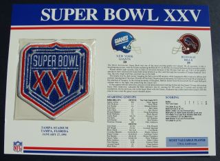 1991 Nfl Bowl Xxv (25) Patch York Giants Vs Bills Willabee & Ward