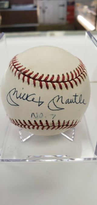 Mickey Mantle Autographed Baseball W/ Holder Rawlings No