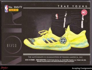 2018 - 19 Noir Sneaker Spotlight Autographs Trae Young Autograph AUTO RC 84/99 2