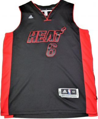 Adidas Miami Heat Lebron James 6 Jersey Black Red Sz 52 Adult Large Clima Cool
