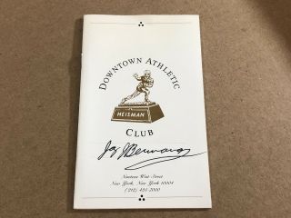 Jay Berwanger Signed Autographed Downtown Athletics Club Heisman Program
