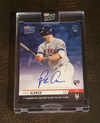 2019 Topps Now 32b Pete Alonso Auto 9/49 - 1st Career Home Run York Mets