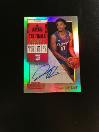 2018 - 19 Jerome Robinson Panini Contenders Rookie Refractor Auto /49 Clippers