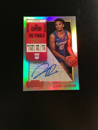 2018 - 19 Jerome Robinson Panini Contenders Rookie Refractor AUTO /49 CLIPPERS 2