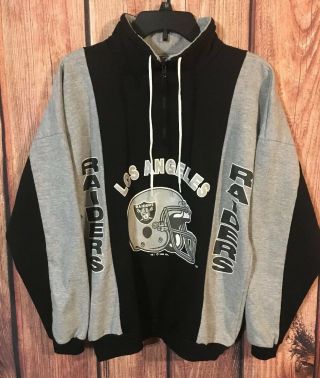 Vintage Los Angeles Raiders Sweatshirt Men’s Pullover 1/4 Zip Sz M Hip Hop Nwa