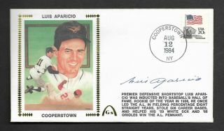 Luis Aparicio Hall Of Fame Signed Gateway Stamp Envelope Cooperstown Postmark