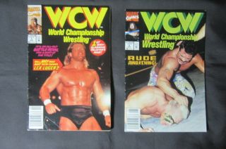 2 Pro Wrestling Marvel Comic Book Magazines 1992 Rick Rude,  Sting,  Luger,  Jim Ross