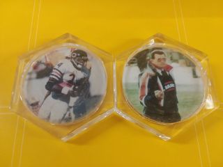 Set Of (2) Walter Payton Mike Ditka Chicago Bears Acrylic Coasters