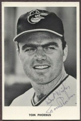 Tom Phoebus Autographed Baltimore Orioles Vintage Team Issued Postcard
