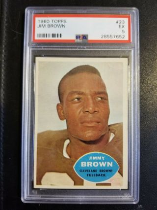 1960 Topps Football 23 Jim Brown Cleveland Browns Hof Psa 5 Ex