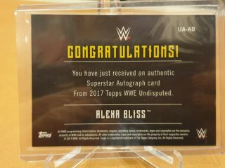 ALEXA BLISS 2017 Topps WWE Undisputed on card auto autograph UA - AB 133/199 2