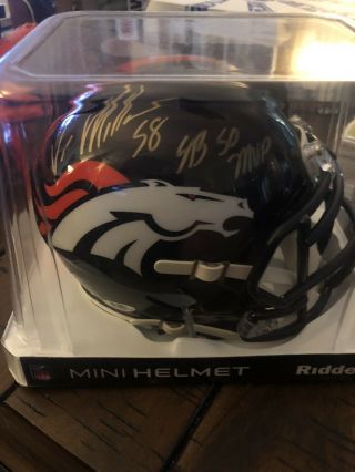 - Von Miller - Denver Broncos Certified Signed/autograph Nfl Football Mini - Helmet