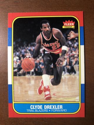 Clyde Drexler 1986 - 87 Fleer Rookie Rc 26 Portland Trailblazers