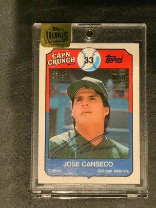 2016 Topps Archives Jose Canseco Auto Cap’n Crunch A’s Card 27/50
