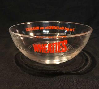 " Wheaties " Logo Clear Collectible Cereal Bowl With Orange Lettering