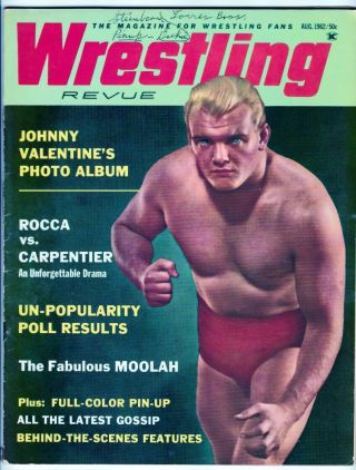 Wrestling Revue August 1962 Johnny Valentine Cover - Buddy Rogers,  Ex Cond