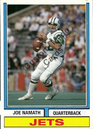 Custom Made 1974 York Jets Joe Namath Football Card White