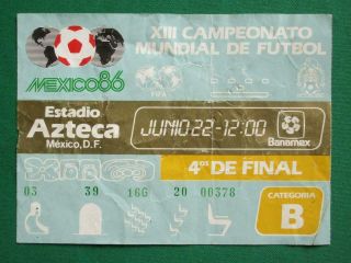 1986 Mexico Xiii Soccer World Cup June 22 Argentina Vs England Ticket A