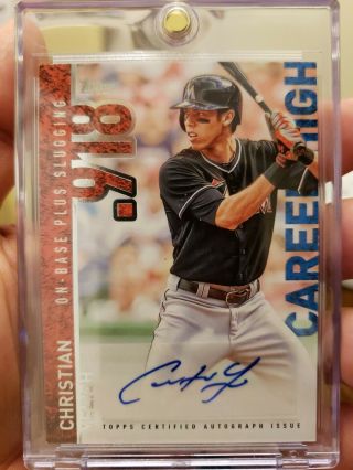 Christian Yelich 2015 Topps Career High Autographs Auto (w/ Mag Holder)