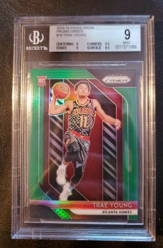 2018 - 19 Panini Prizm Green Refractor Trae Young Rc Bgs 9