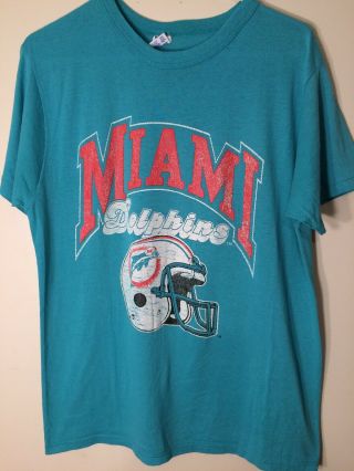 Vintage 80s 90s Miami Dolphins Champion T - Shirt Nfl Football L