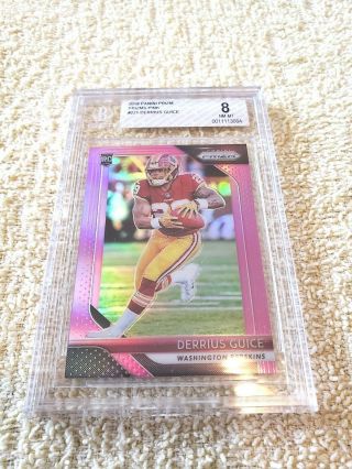 Derrius Guice 2018 Panini Prizm Pink Refractor Parallel 221 Rookie Rc Bgs 8
