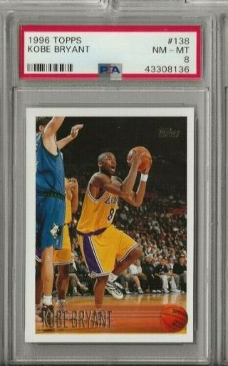 1996 - 97 Topps Kobe Bryant Rookie Card Rc 138 Psa Nm - Mt 8 Lakers Goat? O27