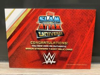 WWE Slam Attax Universe Braun Strowman T Shirt Relic Card Topps Mat Relic 2