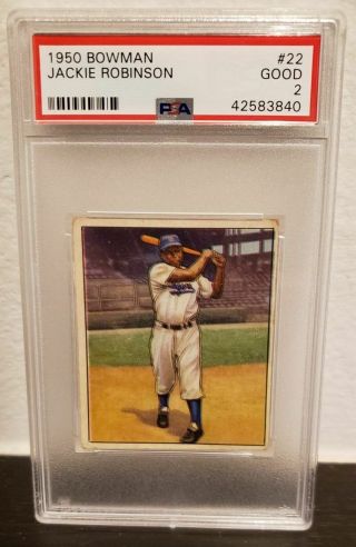 1950 Bowman 22 Jackie Robinson Psa 2 Baseball Hof Brooklyn Dodgers Shipp
