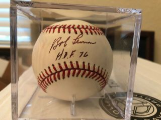 Indians Hall Of Famer Bob Lemon Signed Baseball With Hof 76 - Jsa Authentic
