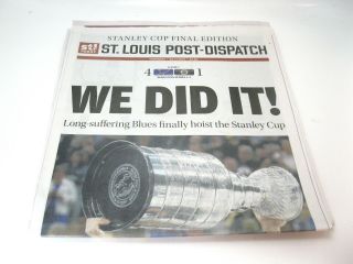 2019 Stanley Cup Blues St Louis Post Dispatch 2 Newspapers Enterprise Edition,
