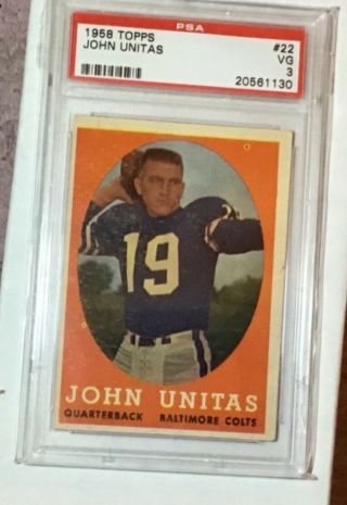 1958 Topps 22 Johnny John Unitas Graded Psa 3
