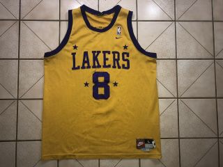 Los Angeles Lakers Throwback Kobe Bryant 8 Gold Purple Nike Basketball Jersey L
