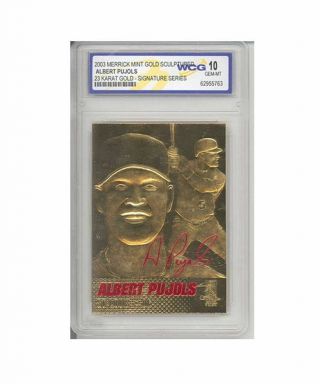 Albert Pujols Cardinals Autographed Wcg Gem Mt - 10 23kt Gold Card 600 Home Runs