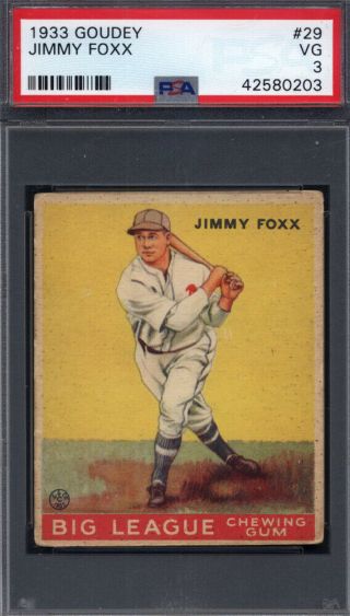 1933 Goudey 29 Jimmy Foxx Athletics Psa 3 697106