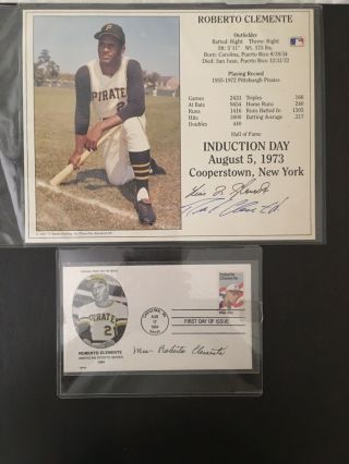 Signed Roberto Clemente Wife.  Vera Clemente.  Signed Roberto Clemente Two Sons
