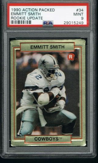 1990 Action Packed Rookie Update 34 Emmitt Smith Psa 9 Cowboys
