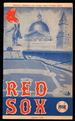 1958 Boston Red Sox Vs Detroit Tigers Scored Program - Jensen Hr Ted Williams