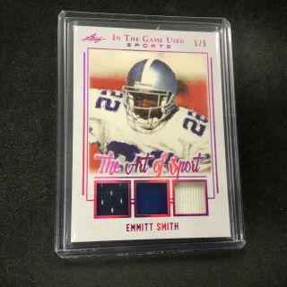 Emmitt Smith 2019 Leaf In The Game Sports Triple Jersey Patch Relic 5/5 Jk