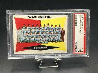 1960 Topps Baseball Washington Senators Team Card Psa Nm 7 43 Reg Set Break