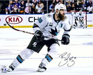 Brent Burns San Jose Sharks Signed 16 " X 20 " White Jersey Skating Photograph