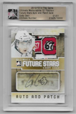 2012 - 13 Cody Ceci Itg Ultimate Future Stars Auto Patch Gold 1/1 Maple Leafs