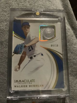 Walker Buehler 2019 Panini Immaculate Game Button Relic 4/10 Dodgers