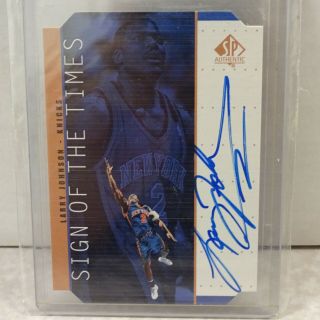 1999 Ud Sp Authentic Sign Of The Times Larry Johnson On Card Auto Die - Cut