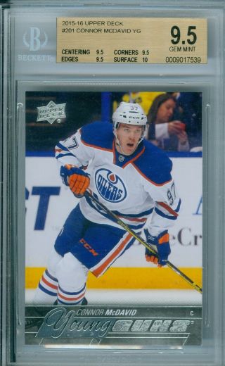 Connor Mcdavid 2015 - 16 Upper Deck Young Guns Rc Rookie Bgs 9.  5