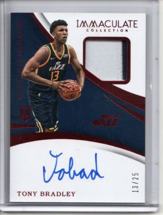Tony Bradley Auto Jersey Logo Patch Rc /25 2017 - 18 Panini Immaculate Red Rpa Sp
