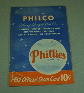 1950 Philadelphia Phillies Vs.  Cincinnati Reds Baseball Program Score Card