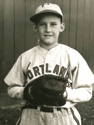 Neat Old Baseball Photo: All - American Boy,  Portland Oregon Uniform & Glove 1940s